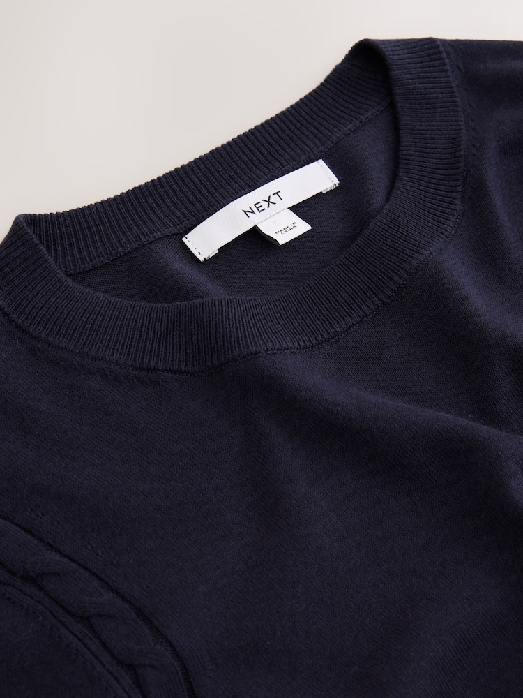 Navy Blue Cotton Rich Soft Touch Long Sleeve Crew Neck Jumper - Image 8 of 8 Navy Blue Cotton Rich Soft Touch Long Sleeve Crew Neck Jumper - Image 8 of 8