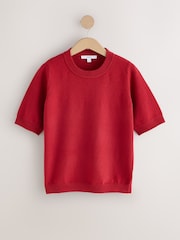 Red Supersoft Short Sleeve Knitted T-Shirt - Image 6 of 9