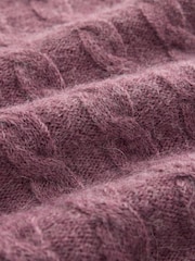 Rose foncé - Pull en tricot torsadé avec col en dentelle - Image 6 de 7