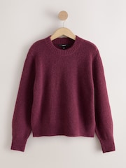 Burgundy Red Long Sleeve Crew Neck Knitted Jumper With Wool - Image 1 of 3