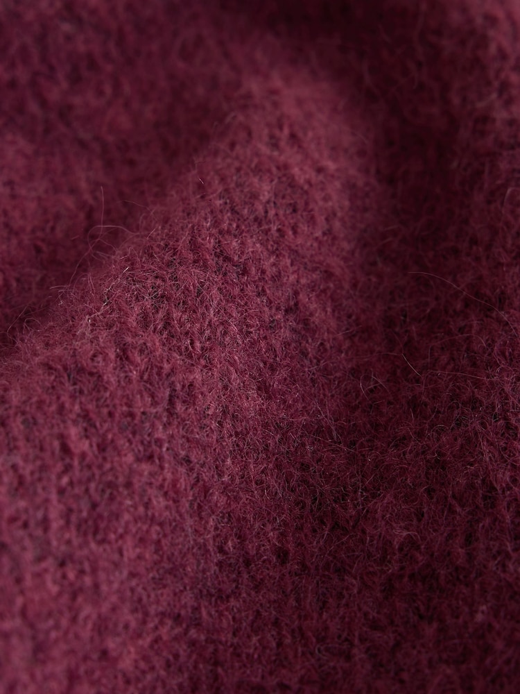 Burgundy Red Long Sleeve Crew Neck Knitted Jumper With Wool - Image 2 of 3