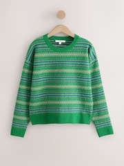 Green Fairisle Supersoft Crew Neck Long Sleeve Jumper - Image 1 of 3