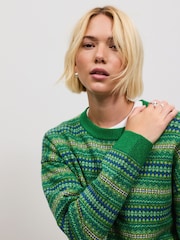 Yaşıl Fairisle - Supersoft Crew Neck Long Sleeve Jumper - 9şəkildən 6 şəkil