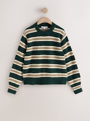 Green/Camel Stripe - Long Sleeve Crew Neck Knitted Jumper - Bild 7 von 9