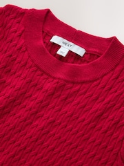 Red Cable Knit Short Sleeve Jumper - Image 8 of 8