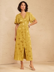 Love & Roses Ochre Yellow Lace Midaxi Tea Dress - Image 3 of 5
