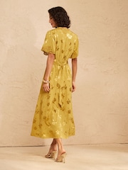 Love & Roses Ochre Yellow Lace Midaxi Tea Dress - Image 4 of 5