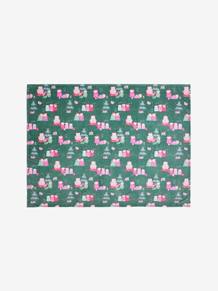 Navy Christmas Pigs in Blanket Fleece Throw - Image 1 of 3 Navy Christmas Pigs in Blanket Fleece Throw - Image 1 of 3