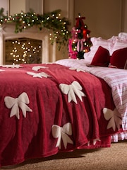 Red Fleece Bow Throw - Image 1 of 6