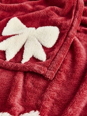 Red Fleece Bow Throw - Image 4 of 6