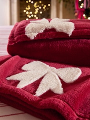 Red Fleece Bow Throw - Image 5 of 6