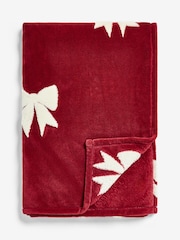 Red Fleece Bow Throw - Image 6 of 6