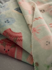 Sage Green Festive Christmas Icon Fleece Throw - Image 2 of 7