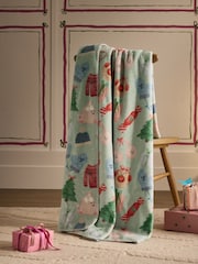 Sage Green Festive Christmas Icon Fleece Throw - Image 3 of 7