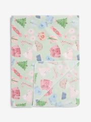 Sage Green Festive Christmas Icon Fleece Throw - Image 6 of 7