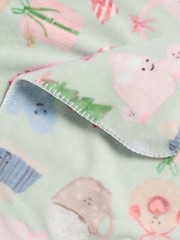 Sage Green Festive Christmas Icon Fleece Throw - Image 7 of 7