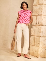 Love & Roses Purple Spot Flutter Sleeve Blouse - Image 3 of 4