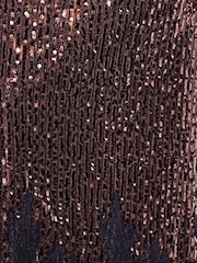 Friends Like These Chocolate Brown Petite Lace Hem Sequin Midi Skirt - Image 4 of 6