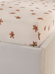 Natural Gingerbread Christmas Brushed Fitted Sheet and Pillowcase Set - Image 2 of 2
