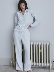 Grey Cosy Waffle Rugby Long Sleeve Pyjamas - Image 2 of 5