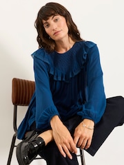 FatFace Ginny Teal Blue Petite Blouse - Image 5 of 6