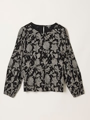 FatFace Sofia Black Dot Floral Petite Embroidered Blouse - Image 1 of 1