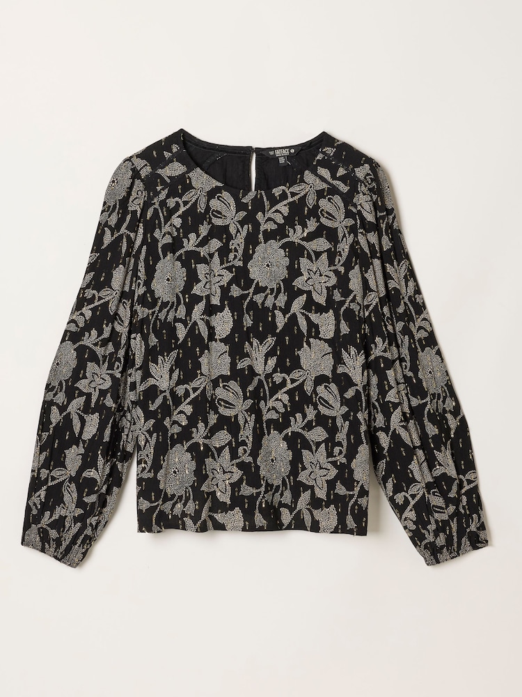 FatFace Sofia Black Dot Floral Petite Embroidered Blouse - Image 1 of 1