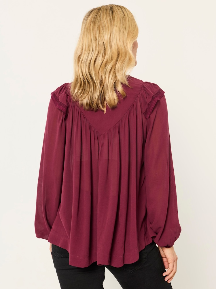 FatFace Ginny Dark Purple Petite Blouse - Image 2 of 5 FatFace Ginny Dark Purple Petite Blouse - Image 2 of 5