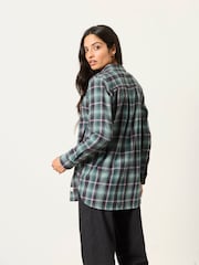 FatFace Olivia Teal Blue Petite Check Shirt - Image 2 of 6