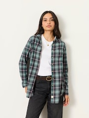 FatFace Olivia Teal Blue Petite Check Shirt - Image 3 of 6