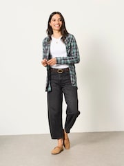 FatFace Olivia Teal Blue Petite Check Shirt - Image 4 of 6