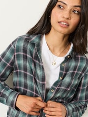 FatFace Olivia Teal Blue Petite Check Shirt - Image 5 of 6