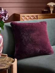 Plum Purple 50 x 50cm Luxe Plush Faux Fur Cushion - Image 1 of 4