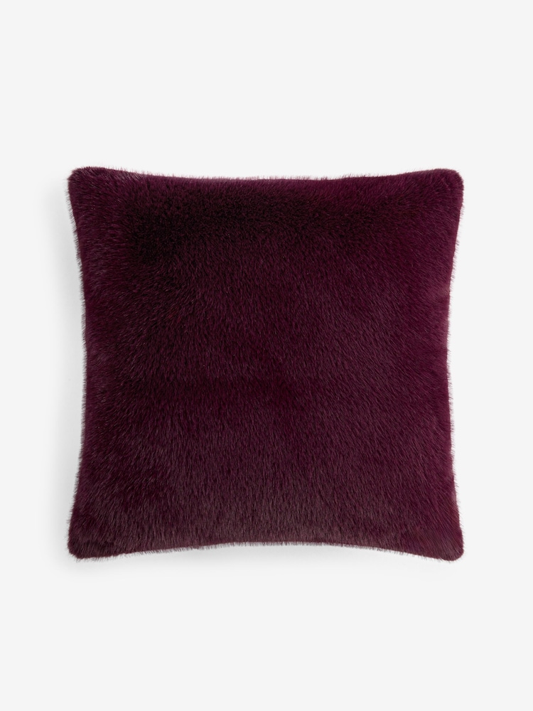 Plum Purple 50 x 50cm Luxe Plush Faux Fur Cushion - Image 4 of 4 Plum Purple 50 x 50cm Luxe Plush Faux Fur Cushion - Image 4 of 4