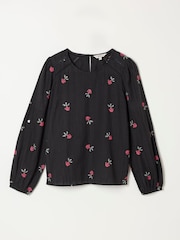 FatFace Sofia Black Embroidered Petite Embroidered Blouse - Image 6 of 6