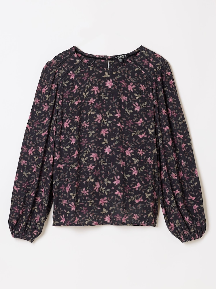 FatFace Sofia Brown Winter Floral Petite Embroidered Blouse - Image 1 of 1
