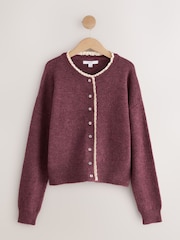 Pink Lace Trim Knitted Cardigan - Image 1 of 3