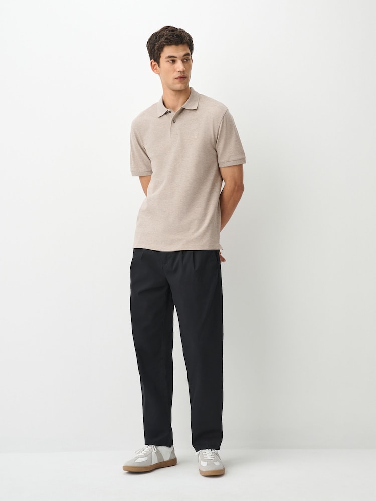 Neutral Marl Regular Fit Short Sleeve Pique Polo Shirt - Image 2 of 8