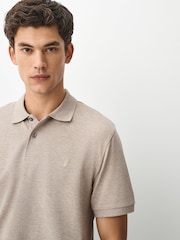 Neutral Marl Regular Fit Short Sleeve Pique Polo Shirt - Image 4 of 8