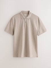 Neutral Marl Regular Fit Short Sleeve Pique Polo Shirt - Image 6 of 8