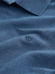 Blue Floss Marl Regular Fit Long Sleeve Pique Polo Shirt - Image 7 of 7