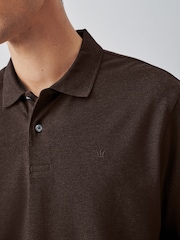 Brown Marl Regular Fit Long Sleeve Pique Polo Shirt - Image 5 of 8