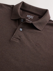 Brown Marl Regular Fit Long Sleeve Pique Polo Shirt - Image 8 of 8