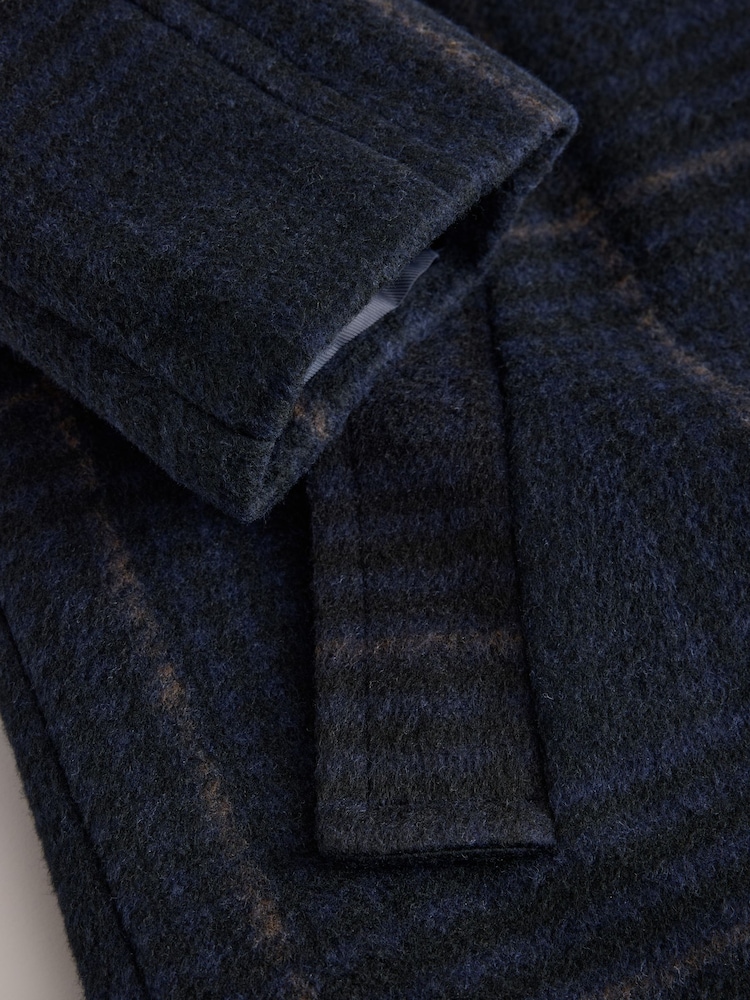 Navy Windowpane Check - Funnel Neck Double Breasted Longline Coat - Bild 10 av 10 Navy Windowpane Check - Funnel Neck Double Breasted Longline Coat - Bild 10 av 10
