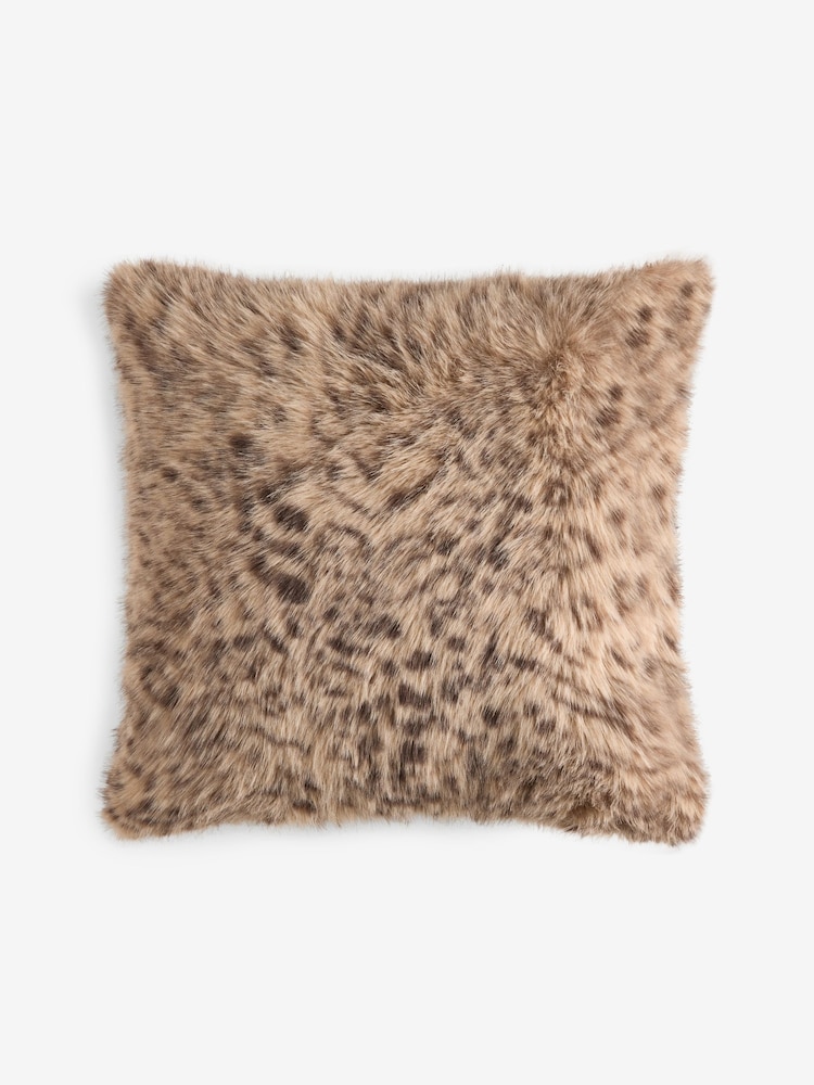 50 x 50cm Polštář z umělé kožešiny s leopardím Potiskem - Obrázek 4 z 4