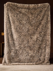 Brown Snow Leopard Print Faux Fur Throw - Image 3 of 7