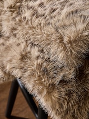 Brown Snow Leopard Print Faux Fur Throw - Image 4 of 7