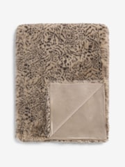 Brown Snow Leopard Print Faux Fur Throw - Image 6 of 7