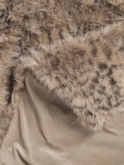 Brown Snow Leopard Print Faux Fur Throw - Image 7 of 7