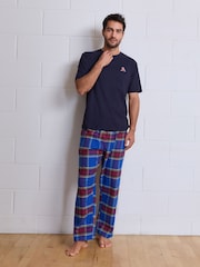Blue Tartan - طقم من بيجامة مربعات بكُم قصير - صورة 1 من 7